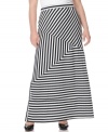 Score two of the season's hottest trends all in one look with ING's plus size maxi skirt, showcasing a striped pattern!