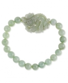 Earn a roar of approval with this dragon stretch bracelet. Jade beads (8 mm) bring a stylish touch to this accessory with a dragon-styled center. Approximate length: 7-1/2 inches. Approximate dragon size: 25 x 33 mm. Earn a roar of approval with this dragon stretch bracelet. Jade beads (8 mm) bring a stylish touch to this accessory with a dragon-styled center. Approximate length: 7-1/2 inches. Approximate dragon size: 25 x 33 mm.