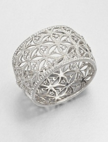 This extra wide bangle offers extra elegant dazzle in a graceful openwork pattern of pavé crystals.CrystalRhodium platingDiameter, about 2.25Hinged with tongue-and-groove claspImported This extra wide bangle offers extra elegant dazzle in a graceful openwork pattern of pavé crystals.CrystalRhodium platingDiameter, about 2.25Hinged with tongue-and-groove claspImported