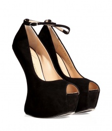Inject a sultry, surreal edge into your outfit with Giuseppe Zanottis exquisitely modern platform peep-toes - Peep-toe, modified contoured wedge, overlasted platform, thin ankle strap with buckle closure - Wear as a statement finish to fancy party frocks Inject a sultry, surreal edge into your outfit with Giuseppe Zanottis exquisitely modern platform peep-toes - Peep-toe, modified contoured wedge, overlasted platform, thin ankle strap with buckle closure - Wear as a statement finish to fancy party frocks