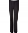 Stylish pants in black textured virgin wool - Fashionable slim cut (slim fit) with a moderately high rise - Slanted pockets - The creases make a particularly slim silhouette - Lightweight and wonderfully comfortable - A modern interpretation of a classic - Ideal for numerous occasions, from casual to chic - Styling: pair with a dress shirt, cashmere pullover, a cool shirt, cardigan