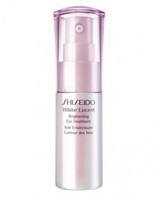 Shiseido White Lucent Brightening Eye Treatment. A highly moisturizing anti-dark circle eye treatment with Dark Circle Targeting Complex addresses both melanin formation and poor local microcirculation - two major causes of dark circles. Contains Multi-Luminizing Powder with light diffusing properties to instantly bring luminousity to the eye area and Asian Plant Extracts to retexturize skin for brighter, more vibrant eyes. Use every morning and night as the last step in your skincare routine. Shiseido White Lucent Brightening Eye Treatment. A highly moisturizing anti-dark circle eye treatment with Dark Circle Targeting Complex addresses both melanin formation and poor local microcirculation - two major causes of dark circles. Contains Multi-Luminizing Powder with light diffusing properties to instantly bring luminousity to the eye area and Asian Plant Extracts to retexturize skin for brighter, more vibrant eyes. Use every morning and night as the last step in your skincare routine.