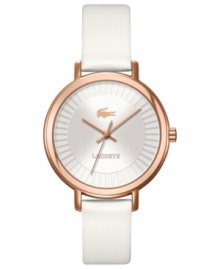 This lovely Nice collection watch from Lacoste is twice as nice with the pairing of icy white and warm rose. This lovely Nice collection watch from Lacoste is twice as nice with the pairing of icy white and warm rose.