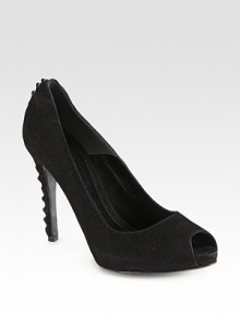 Peep toe design in velvety suede, topped with leather trim and knot details. Self-covered heel, 4 (100mm)Covered platform, ½ (15mm)Compares to a 3½ heel (90mm)Suede upper with leather trimLeather lining and solePadded insoleMade in ItalyOUR FIT MODEL RECOMMENDS ordering true size. Peep toe design in velvety suede, topped with leather trim and knot details. Self-covered heel, 4 (100mm)Covered platform, ½ (15mm)Compares to a 3½ heel (90mm)Suede upper with leather trimLeather lining and solePadded insoleMade in ItalyOUR FIT MODEL RECOMMENDS ordering true size.