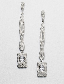 EXCLUSIVELY AT SAKS. A vintage-inspired style featuring hand-set, brilliant pavé crystals in a long and elegant drop design. CrystalsCubic zirconiaRhodium-plated brassDrop, about 2.9Post backImported 