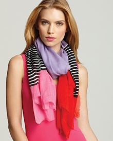 The stripe and colorblock trend are combined in this ultra stylish scarf from DIANE von FURSTENBERG.