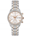 A blend of rose-gold and crystal shimmer make this chronograph watch from Seiko a stunning sight to behold.