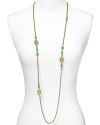 Exotic-inspired jewelry is a chic way to update your wardrobe this season, and T Tahari's beaded necklace is a bold choice. It's turquoise beads and gold-tone stations add a colorful flourish to every neckline.