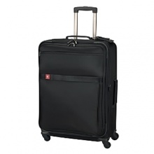 Comfort grip, one-touch dual-trolley aluminum handle system locks into two different positions, 41 & 39, to accommodate travelers of various heights. Spacious main packing area expands 2.5 for additional packing capacity and features lockable zippers sliders. Removable zippered tri-fold suiter holds several garments and reduces wrinkling. Interior features a zippered lid pocket, hanging pocket for additional organization and compression straps to secure folded items. Removable Attach-a-Bag strap secures an additional bag to the front of the upright for consolidated travel. Comfort grip, one-touch dual-trolley aluminum handle system locks into two different positions, 41 & 39, to accommodate travelers of various heights. Spacious main packing area expands 2.5 for additional packing capacity and features lockable zippers sliders. Removable zippered tri-fold suiter holds several garments and reduces wrinkling. Interior features a zippered lid pocket, hanging pocket for additional organization and compression straps to secure folded items. Removable Attach-a-Bag strap secures an additional bag to the front of the upright for consolidated travel.