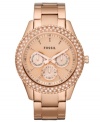 This Stella collection watch from Fossil dolls up the classic chronograph with rosy hues and glistening crystals.