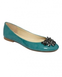 Slip-on sophistication. The Claton flats by Enzo Angiolini bring cosmopolitan flair to a classically simple design with high-shine patent and gunmetal beading. Slip-on sophistication. The Claton flats by Enzo Angiolini bring cosmopolitan flair to a classically simple design with high-shine patent and gunmetal beading.