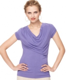 Draped details add feminine flair to this T Tahari Faye top -- a spring wardrobe staple! Draped details add feminine flair to this T Tahari Faye top -- a spring wardrobe staple!