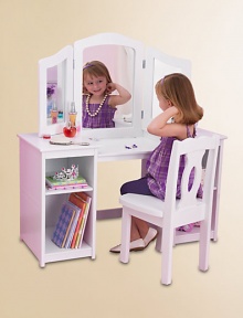 Every young girl needs her very own vanity! This one lets girls see themselves from three different angles, with shelves perfect for storing makeup and dress-up clothes. If you're going to get ready, you might as well get ready in style!