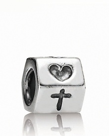 This sterling silver PANDORA charm features a detailed cross, anchor, and heart design. This sterling silver PANDORA charm features a detailed cross, anchor, and heart design.