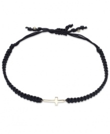 Totally on trend. This chic wrap bracelet features the latest look with a 14k gold sideways cross charm strung from a black nylon rope cord. Approximate diameter: 2-1/4 inches (extends to 3-1/2 inches). Totally on trend. This chic wrap bracelet features the latest look with a 14k gold sideways cross charm strung from a black nylon rope cord. Approximate diameter: 2-1/4 inches (extends to 3-1/2 inches).
