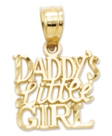 The perfect gift from dad to daughter. This sweet charm features the words Daddy's Little Girl in polished and diamond-cut 14k gold. Chain not included. Approximate length: 3/5 inch. Approximate width: 1/2 inch. The perfect gift from dad to daughter. This sweet charm features the words Daddy's Little Girl in polished and diamond-cut 14k gold. Chain not included. Approximate length: 3/5 inch. Approximate width: 1/2 inch.
