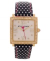 Pop in polka dots! This darling Betsey Johnson watch stands out with hints of fuchsia and cute polka dots.