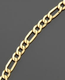 Lovely links. A gleaming 14k gold Figaro necklace adds style and elegance to any look. Length measures 8-1/2 inches. Lovely links. A gleaming 14k gold Figaro necklace adds style and elegance to any look. Length measures 8-1/2 inches.