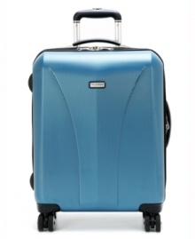 A travel gem. Designed with a wider body, this hardside carry-on fits into overhead bins more easily and still provides the perfect amount of packing space you need to fit in all of your necessities and essentials. A two-compartment design features tie-down straps, zippered utility divider, a large mesh pocket and so much more.