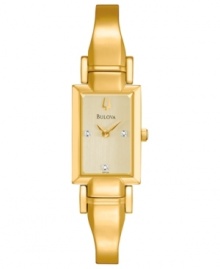 Like a drop of golden sun, this darling bangle watch from Bulova adds warmth in an instant.