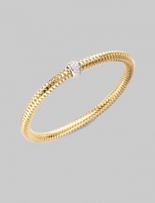 From the Primavera Collection. Beautifully crosshatched 18K yellow gold with a diamond pavé station.Diamond, 0.22 tcw 18K yellow gold Diameter, about 65mm, (2.56) Made in Italy From the Primavera Collection. Beautifully crosshatched 18K yellow gold with a diamond pavé station.Diamond, 0.22 tcw 18K yellow gold Diameter, about 65mm, (2.56) Made in Italy
