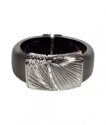 Unique charcoal large fan bracelet - This lovely bracelet is an ultra-chic addition to any outfit -Charcoal Lucite bangle with gunmetal hinge closure and pave crystal detail - Made by famous jewelry genius and celeb favorite Alexis Bittar Unique charcoal large fan bracelet - This lovely bracelet is an ultra-chic addition to any outfit -Charcoal Lucite bangle with gunmetal hinge closure and pave crystal detail - Made by famous jewelry genius and celeb favorite Alexis Bittar