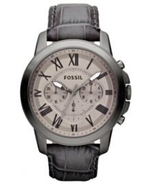 A ruggedly styled Grant collection watch from Fossil with dusky touches that perfectly complement the rich leather strap. A ruggedly styled Grant collection watch from Fossil with dusky touches that perfectly complement the rich leather strap.