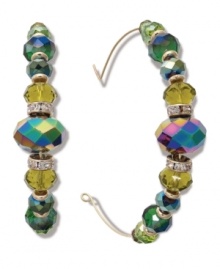Bring some color to your daily look with c.A.K.e. by Ali Khan's hoop earrings. Graduated glass beads mix with crystal embellished spacers. Crafted in gold tone mixed metal. Approximate diameter: 1-5/8 inches. Bring some color to your daily look with c.A.K.e. by Ali Khan's hoop earrings. Graduated glass beads mix with crystal embellished spacers. Crafted in gold tone mixed metal. Approximate diameter: 1-5/8 inches.