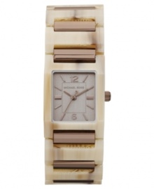 The chic blend of espresso and faux-horn creates an exotic Michael Kors timepiece.