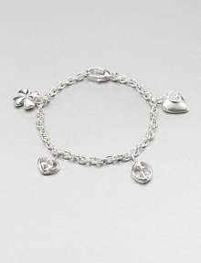 From the Gucci 1973 Collection. A sterling silver design with logo charms on a link chain. Sterling silverLength, about 7Lobster clasp closureMade in Italy From the Gucci 1973 Collection. A sterling silver design with logo charms on a link chain. Sterling silverLength, about 7Lobster clasp closureMade in Italy