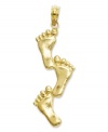 Neat feet! This cute footprint charm features three vertical feet crafted in 14k gold. Chain not included. Approximate length: 1-3/10 inches. Approximate width: 1/2 inch.