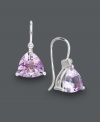 Pastels perfect for a bridal party, but fit for every day wear. These stunning trillion-cut amethyst earrings (2 ct. t.w.) shine with the addition of a diamond accent set in sterling silver. Approximate drop: 3/4 inch.