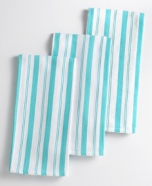 There's more than one way to earn your stripes in the kitchen. With a piqué look on one side and highly absorbent terry on the reverse, these absorbent towels are as indispensable as your kitchen sink. Use them for wiping up spills, lining breadbaskets or even securing a bowl as you whisk! There's more than one way to earn your stripes in the kitchen. With a piqué look on one side and highly absorbent terry on the reverse, these absorbent towels are as indispensable as your kitchen sink. Use them for wiping up spills, lining breadbaskets or even securing a bowl as you whisk!