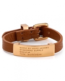 Inspired by surplus style, this MARC BY MARC JACOBS bracelet flaunts a commanding mix of leather and brass. Slip it on to flash your fashion credentials. Inspired by surplus style, this MARC BY MARC JACOBS bracelet flaunts a commanding mix of leather and brass. Slip it on to flash your fashion credentials.
