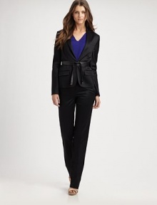 Stretch wool sateen, cut in a slim-fitting, tailored silhouette.Zip fly with hook-and-eye closureSide slash pocketsCreased legsBack dartsBack welt pocketsSilk liningInseam, about 3796% wool/3% polyamide/1% elastaneDry cleanMade in ItalyModel shown is 5'11 (180cm) wearing US size 4. Additional Information Women's Premier Designer & Contemporary Size Guide Stretch wool sateen, cut in a slim-fitting, tailored silhouette.Zip fly with hook-and-eye closureSide slash pocketsCreased legsBack dartsBack welt pocketsSilk liningInseam, about 3796% wool/3% polyamide/1% elastaneDry cleanMade in ItalyModel shown is 5'11 (180cm) wearing US size 4. Additional Information Women's Premier Designer & Contemporary Size Guide