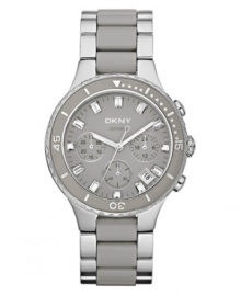 Warm grays and chronograph classicism lend this DKNY watch a daring edge.