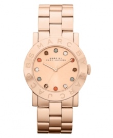 A rosy Amy collection timepiece from Marc by Marc Jacobs with a captivating stone-accented dial.