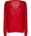 The classic cashmere pullover gets a bold makeover with this vibrant-hued version from Joseph - V-neck, long sleeves, lightweight, slim fit - Pair with skinny jeans, a pencil skirt, or cropped trousers