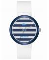 Preppy stripes add stylish bite to this unisex Goa watch from Lacoste.