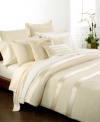 Elegant simplicity! The Essentials Ivory duvet cover from Donna Karan adds elegance and comfort to your bed with perfectly tailored alternating rows of shiny and matte silk charmeuse. Button closure.
