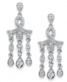 Eliot Danori will make your next occasion special with these dazzling chandelier earrings. Crafted in rhodium-plated mixed metal with three drops embellished with sparkling crystals. Approximate drop: 1-1/4 inches. Eliot Danori will make your next occasion special with these dazzling chandelier earrings. Crafted in rhodium-plated mixed metal with three drops embellished with sparkling crystals. Approximate drop: 1-1/4 inches.