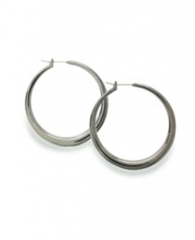 Style&co.'s tapered hoop earrings are a versatile, casually classic look that works for any time of year. Made in hematite tone mixed metal. Approximate diameter: 1-1/4 inches. Style&co.'s tapered hoop earrings are a versatile, casually classic look that works for any time of year. Made in hematite tone mixed metal. Approximate diameter: 1-1/4 inches.