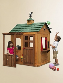 It's time to explore a brand new world! Kids can relax on the patio, shoot hoops and cook up a feast and more. With features like a working doorbell and outdoor grill, kids can enjoy the amenities of home without ever leaving the backyard!Sink is removable for easy cleaningWater-resistant roof panelsReinforced panels prevent warpingWood, plastic65.3W X 76.8H X 67.9D179 lbsWipe clean with damp clothImported It's time to explore a brand new world! Kids can relax on the patio, shoot hoops and cook up a feast and more. With features like a working doorbell and outdoor grill, kids can enjoy the amenities of home without ever leaving the backyard!Sink is removable for easy cleaningWater-resistant roof panelsReinforced panels prevent warpingWood, plastic65.3W X 76.8H X 67.9D179 lbsWipe clean with damp clothImported
