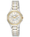 Graceful gold tone accents adorn the classic styling of this stunning Seiko timepiece.