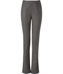 Luxurious pants in a fine, grey heather wool-cashmere blend - New, high-waisted fit, flat front with darts - Slim legs, very slightly flared at the bottom - Figure flattering pleats - Wonderfully elegant and fashionable, yet simple, perfect for the office - Awesome 24/7 - Wear these pants in the office with a bow blouse and cardigan, in the evening with a silk top and biker jacket Luxurious pants in a fine, grey heather wool-cashmere blend - New, high-waisted fit, flat front with darts - Slim legs, very slightly flared at the bottom - Figure flattering pleats - Wonderfully elegant and fashionable, yet simple, perfect for the office - Awesome 24/7 - Wear these pants in the office with a bow blouse and cardigan, in the evening with a silk top and biker jacket