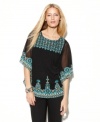 INC's embroidered top makes getting the boho-chic look so easy! Intricate embroidery adds to the global-glam look.