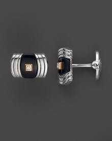 Striking onyx, a glittering diamond and bright 14K. gold enhance the gleam of sterling silver. By Dolan & Bullock. From the Stone Accent Collection. Striking onyx, a glittering diamond and bright 14K. gold enhance the gleam of sterling silver. By Dolan & Bullock. From the Stone Accent Collection.