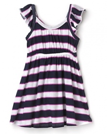 A no-worries, sweetly striped dress from Splendid Littles with slightly ruffled cap sleeves for a bit of frilly fun.