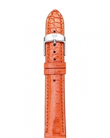 Poppy hues are big news this season, and this pink alligator leather watch strap from Michele is an easy way to take the trend to your jewelry box. Poppy hues are big news this season, and this pink alligator leather watch strap from Michele is an easy way to take the trend to your jewelry box.