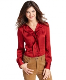 Every wardrobe needs a modern take on the classic shirt this season - check out this one from Jones New York, rendered in dressy satin. Every wardrobe needs a modern take on the classic shirt this season - check out this one from Jones New York, rendered in dressy satin.
